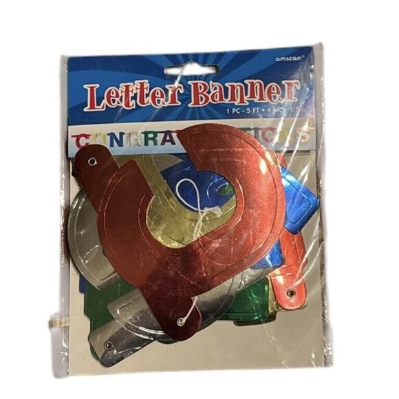 Congratulations Die Cut Letter Banner (2) Party Amscan VTG (?) 5 Feet Long READ - Picture 4 of 4
